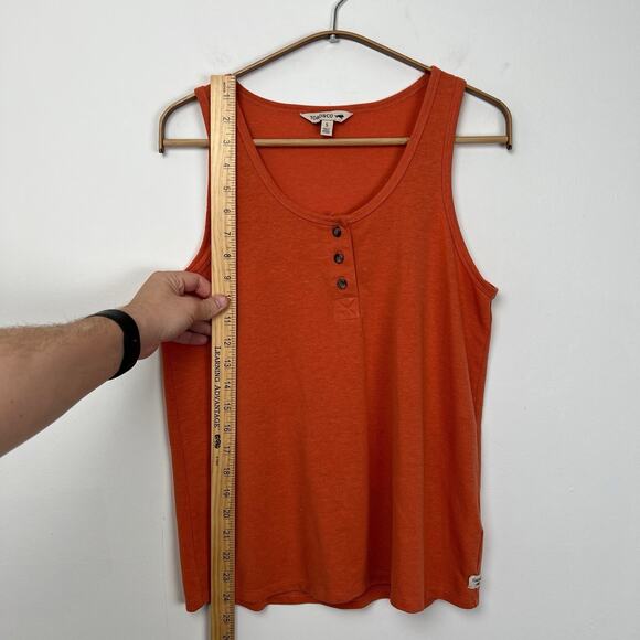 Toad & Co Size Small Piru Henley Tank Hemp blend Orange Granola Girl Earthy - Picture 7 of 8